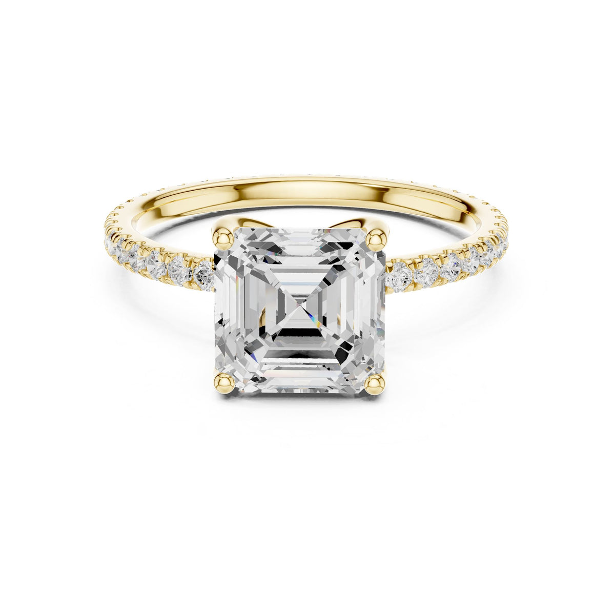 Asscher Accented Lab Grown Diamond Engagement Ring