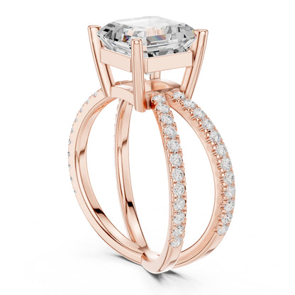 Asscher Accented Lab Grown Diamond Engagement Ring
