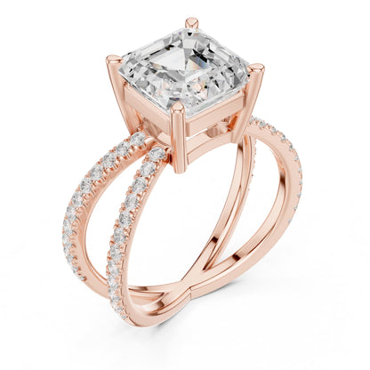 Asscher Accented Lab Grown Diamond Engagement Ring