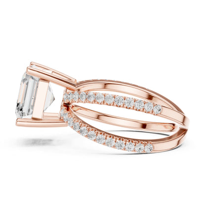 Asscher Accented Lab Grown Diamond Engagement Ring