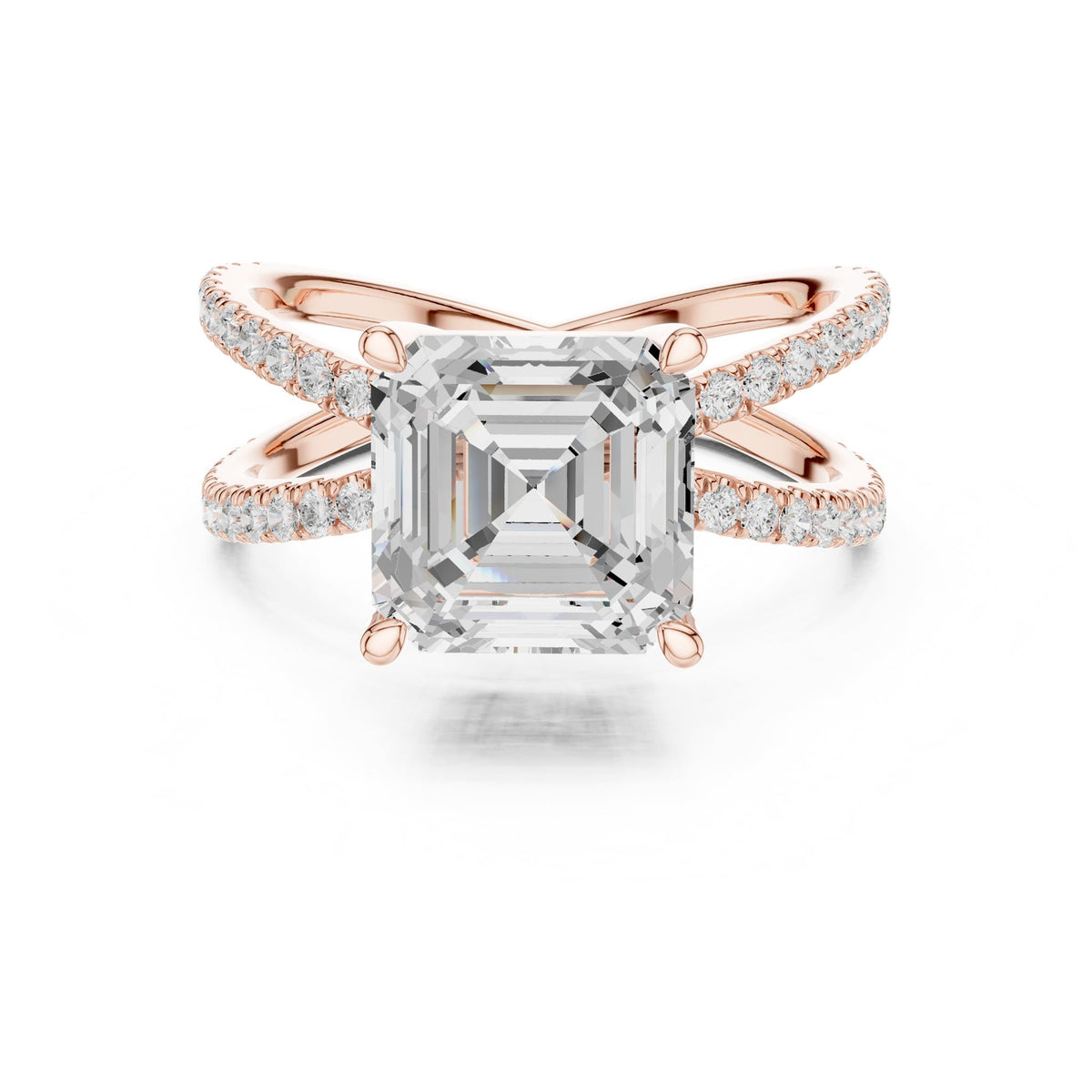 Asscher Accented Lab Grown Diamond Engagement Ring