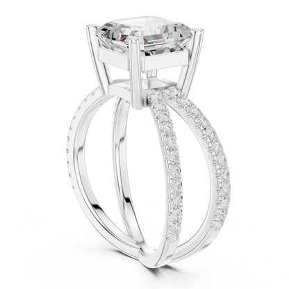 Asscher Accented Lab Grown Diamond Engagement Ring