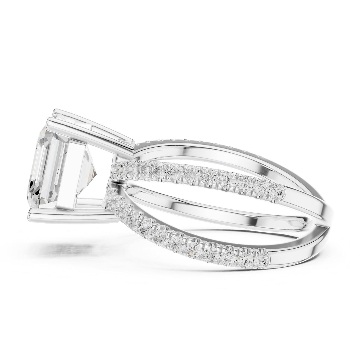 Asscher Accented Lab Grown Diamond Engagement Ring