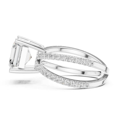 Asscher Accented Lab Grown Diamond Engagement Ring