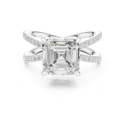 Asscher Accented Lab Grown Diamond Engagement Ring