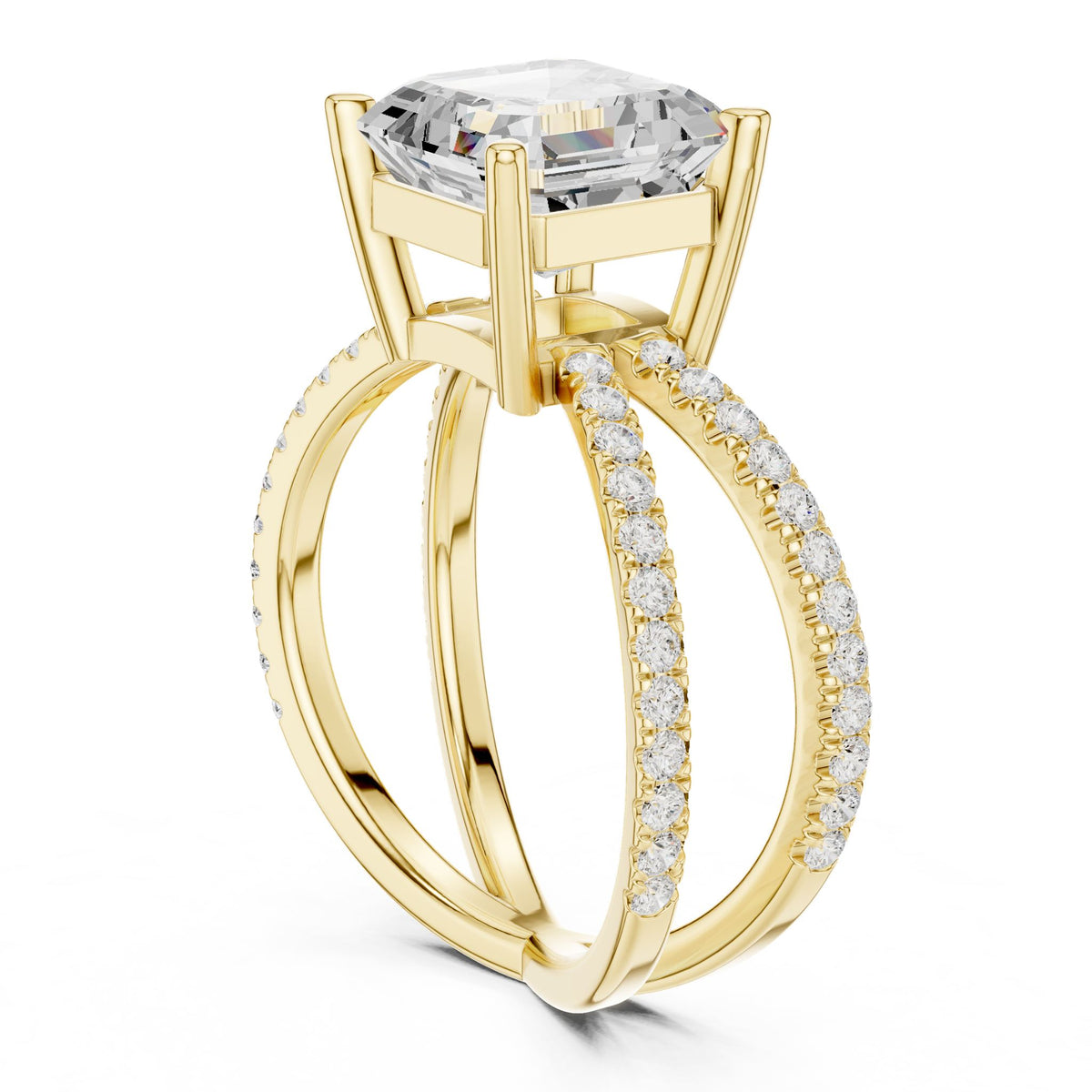 Asscher Accented Lab Grown Diamond Engagement Ring