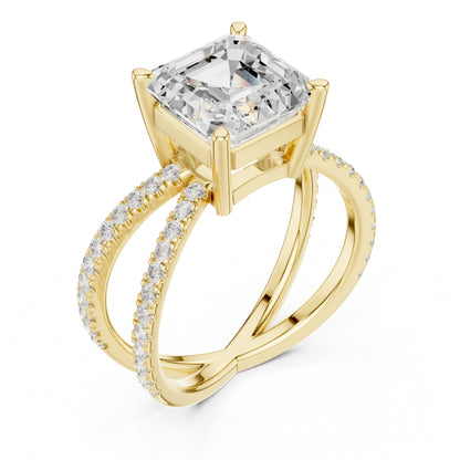 Asscher Accented Lab Grown Diamond Engagement Ring