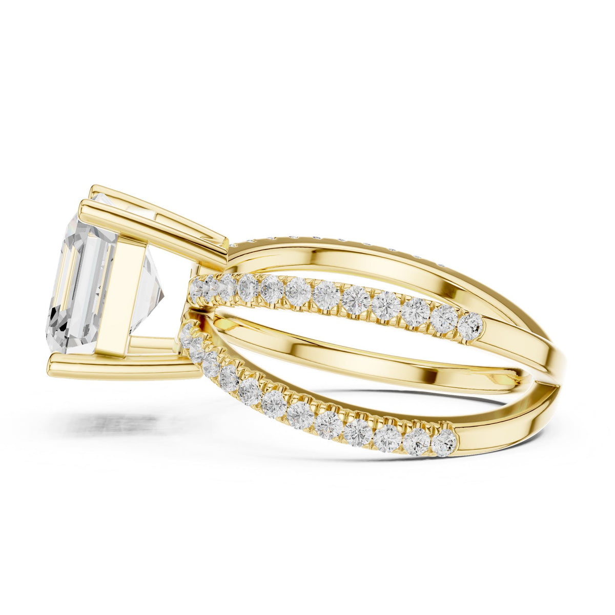Asscher Accented Lab Grown Diamond Engagement Ring