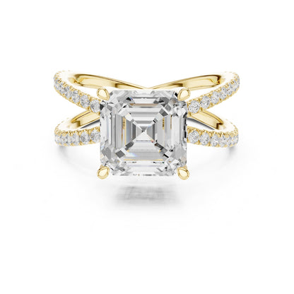 Asscher Accented Lab Grown Diamond Engagement Ring