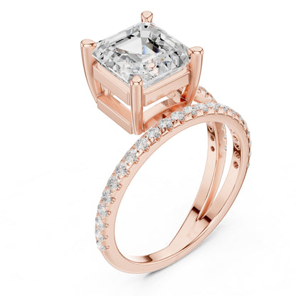 Asscher Accented Lab Grown Diamond Engagement Ring