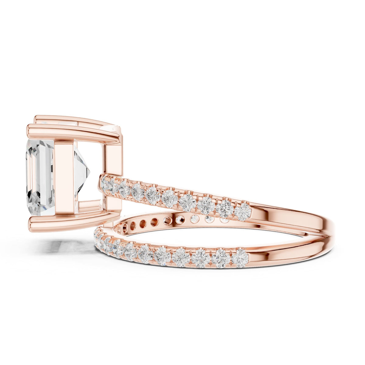 Asscher Accented Lab Grown Diamond Engagement Ring