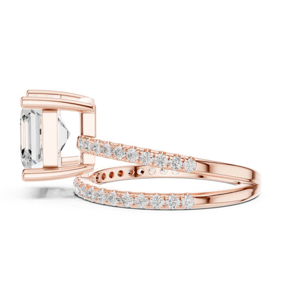 Asscher Accented Lab Grown Diamond Engagement Ring
