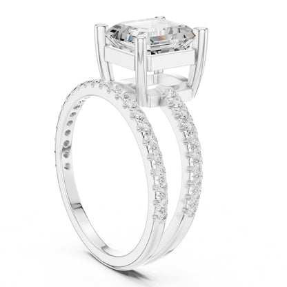 Asscher Accented Lab Grown Diamond Engagement Ring