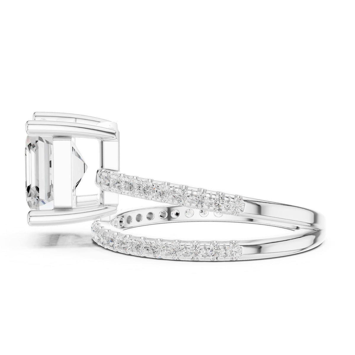 Asscher Accented Lab Grown Diamond Engagement Ring