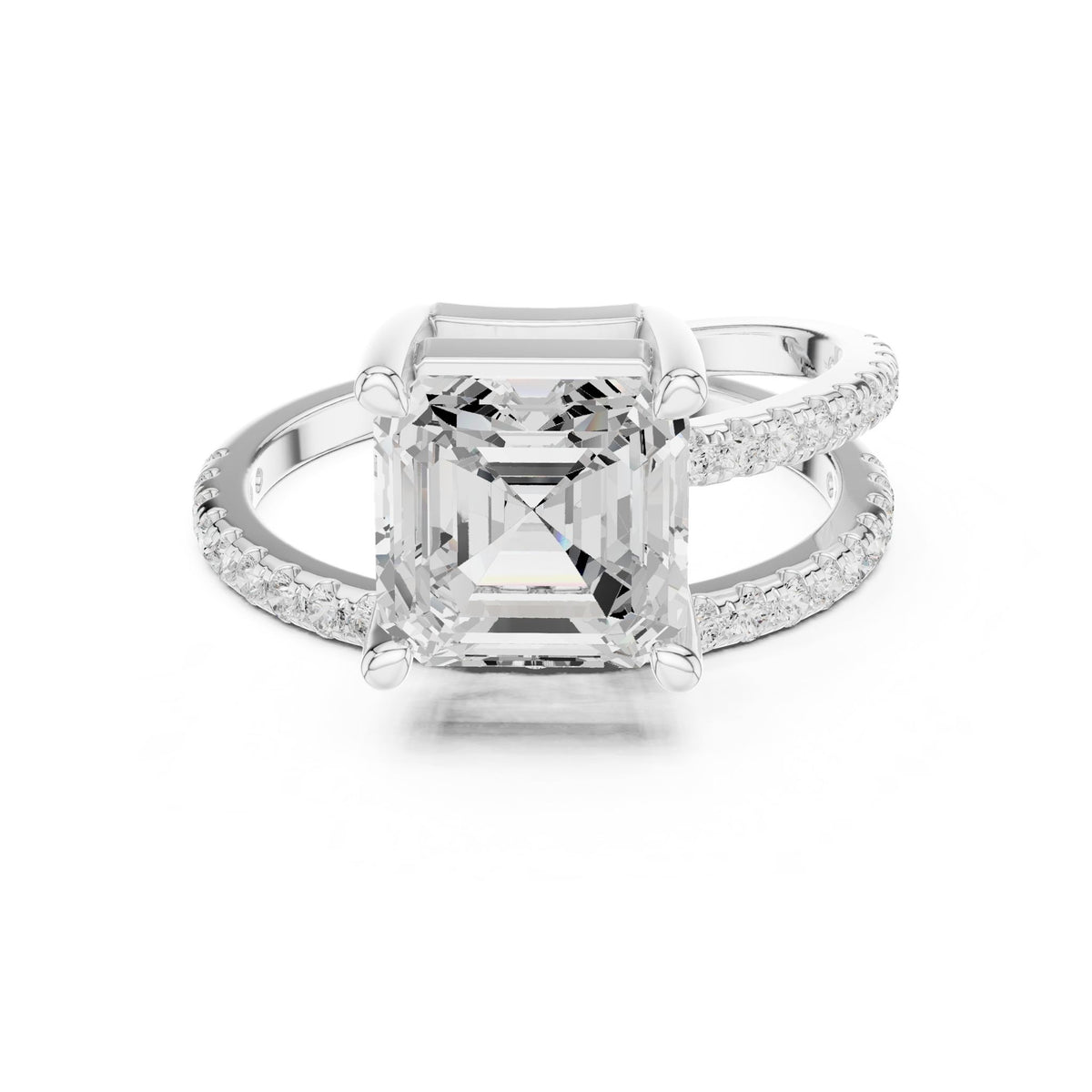 Asscher Accented Lab Grown Diamond Engagement Ring