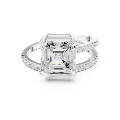 Asscher Accented Lab Grown Diamond Engagement Ring