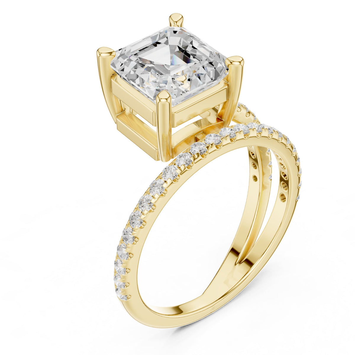 Asscher Accented Lab Grown Diamond Engagement Ring