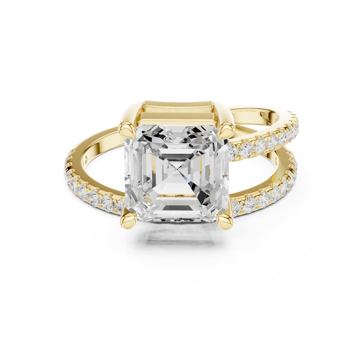Asscher Accented Lab Grown Diamond Engagement Ring