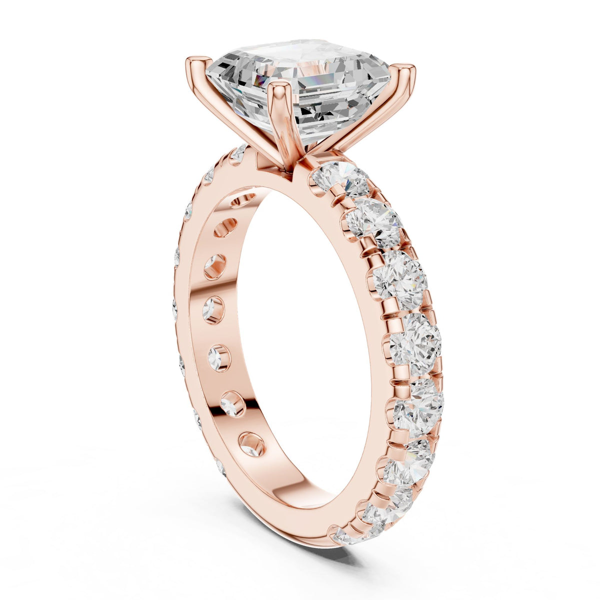 Asscher Accented Lab Grown Diamond Engagement Ring