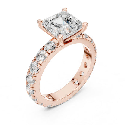 Asscher Accented Lab Grown Diamond Engagement Ring