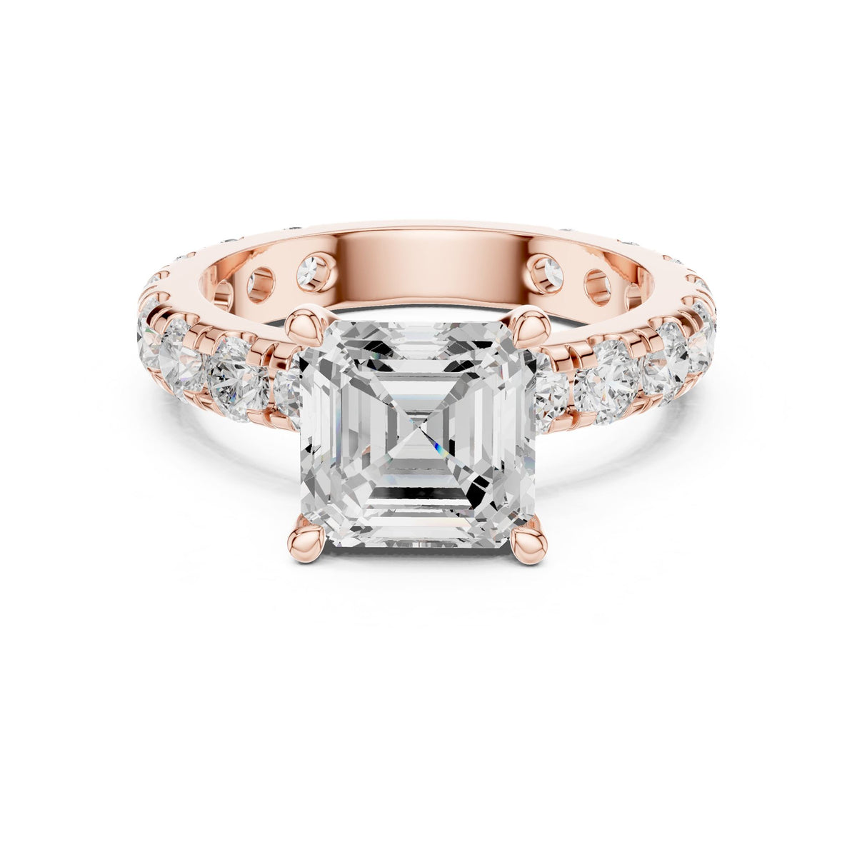 Asscher Accented Lab Grown Diamond Engagement Ring