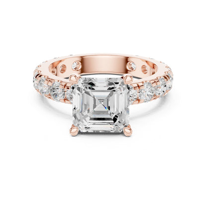 Asscher Accented Lab Grown Diamond Engagement Ring