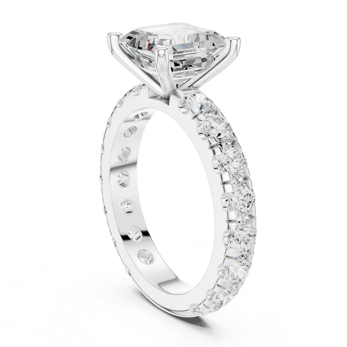 Asscher Accented Lab Grown Diamond Engagement Ring