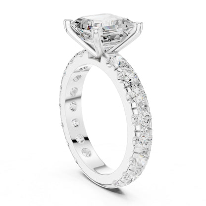 Asscher Accented Lab Grown Diamond Engagement Ring