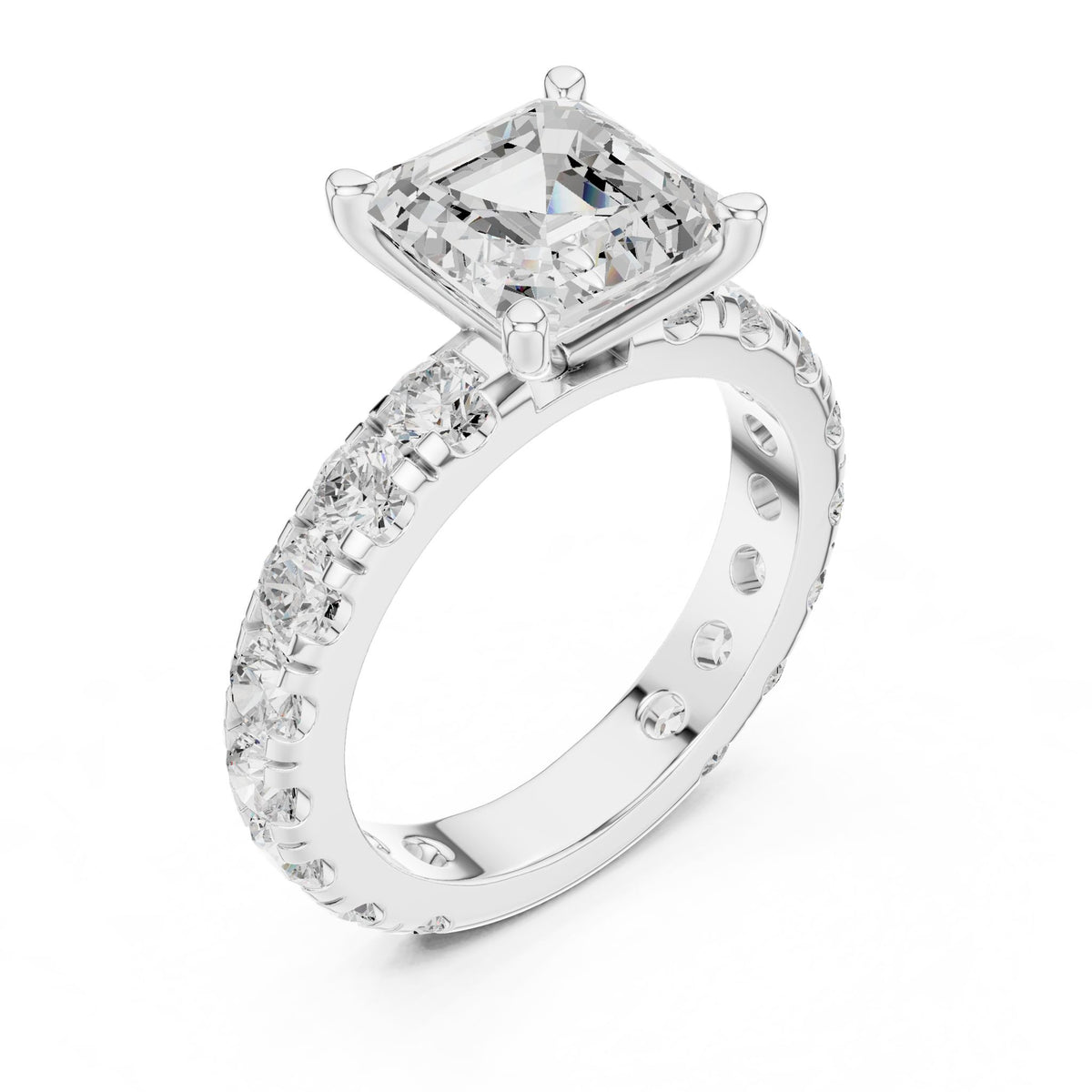 Asscher Accented Lab Grown Diamond Engagement Ring