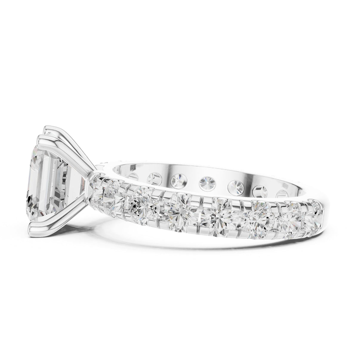 Asscher Accented Lab Grown Diamond Engagement Ring