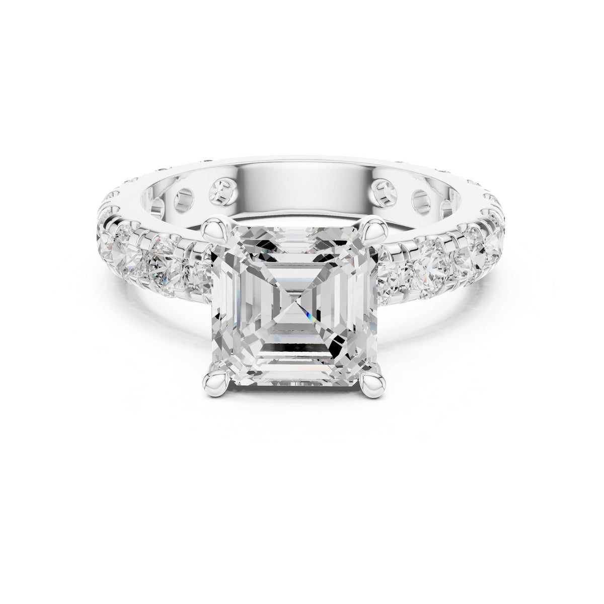 Asscher Accented Lab Grown Diamond Engagement Ring