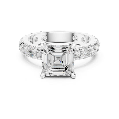 Asscher Accented Lab Grown Diamond Engagement Ring