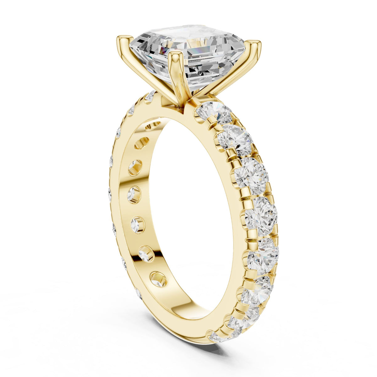 Asscher Accented Lab Grown Diamond Engagement Ring