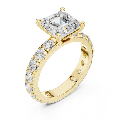 Asscher Accented Lab Grown Diamond Engagement Ring