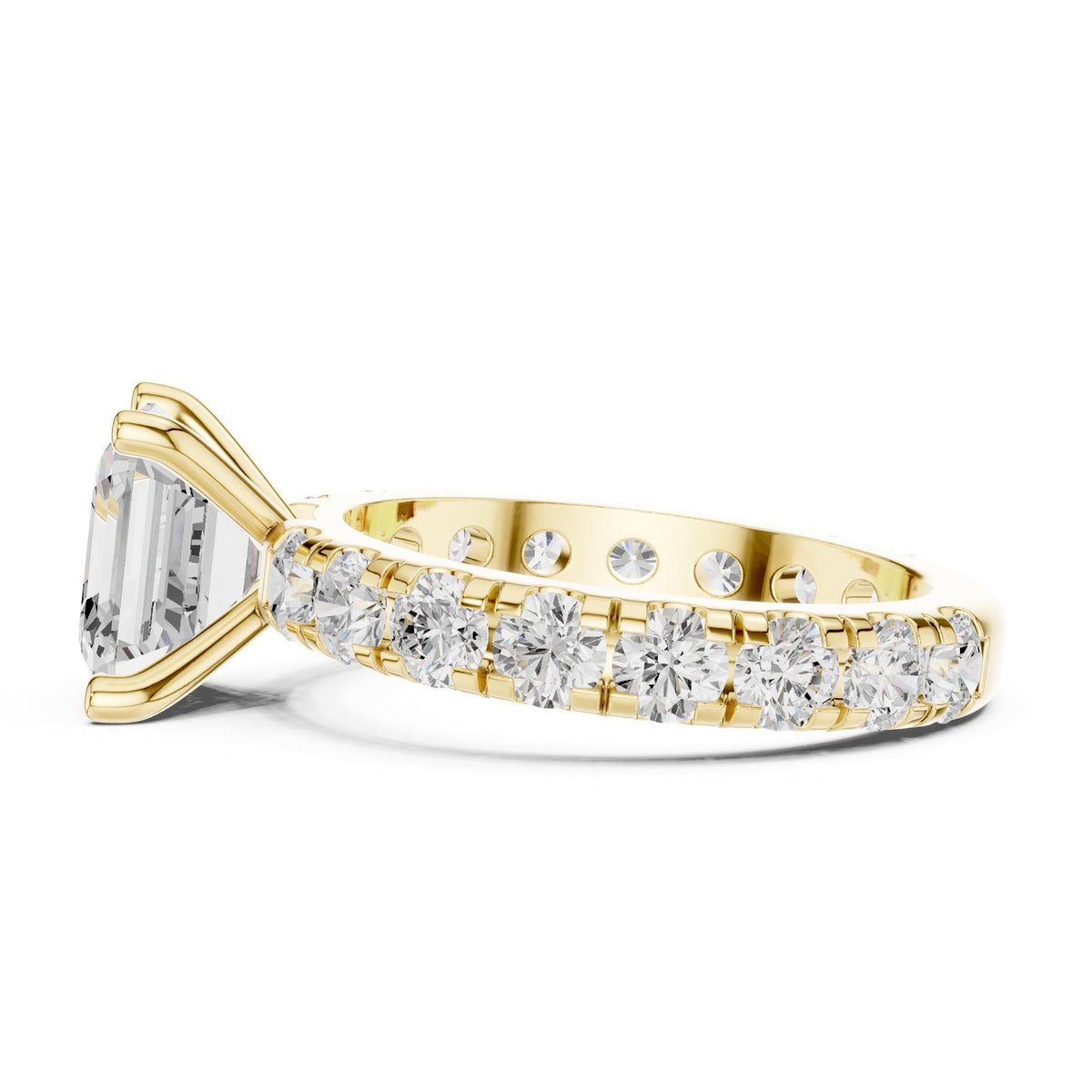 Asscher Accented Lab Grown Diamond Engagement Ring