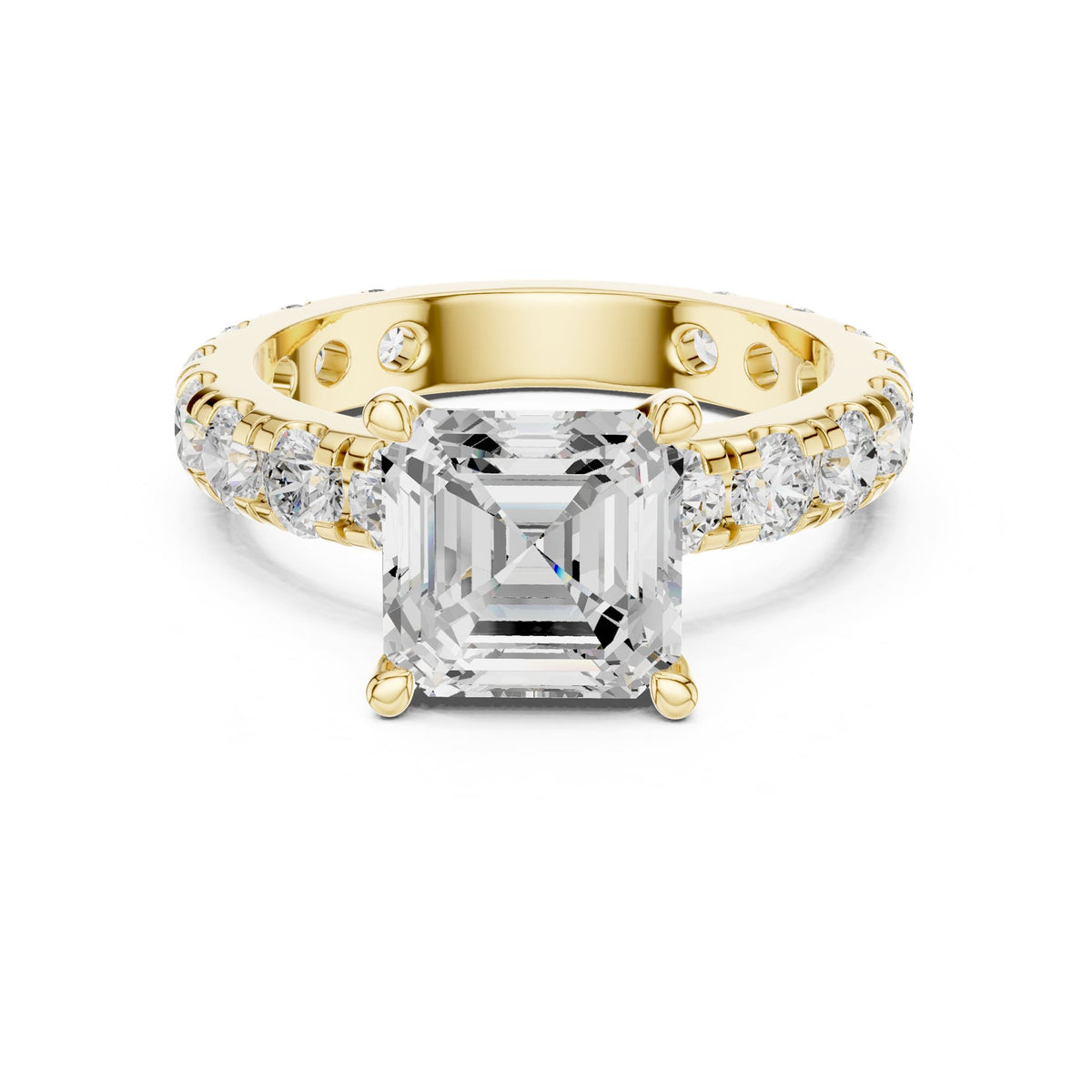 Asscher Accented Lab Grown Diamond Engagement Ring