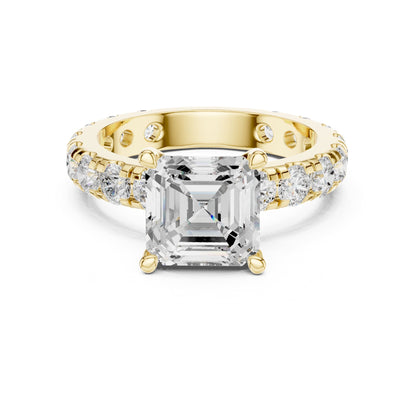 Asscher Accented Lab Grown Diamond Engagement Ring