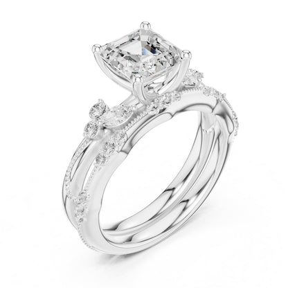 Asscher Accented Lab Grown Diamond Engagement Ring