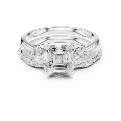 Asscher Accented Lab Grown Diamond Engagement Ring