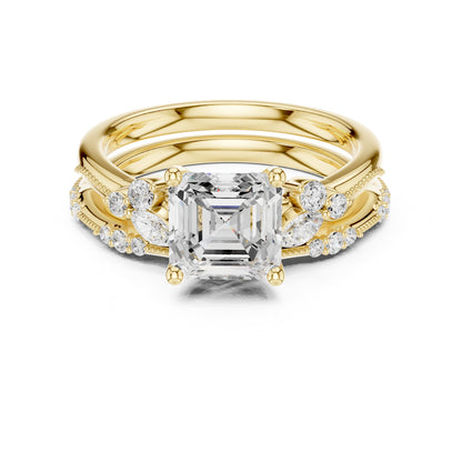 Asscher Accented Lab Grown Diamond Engagement Ring
