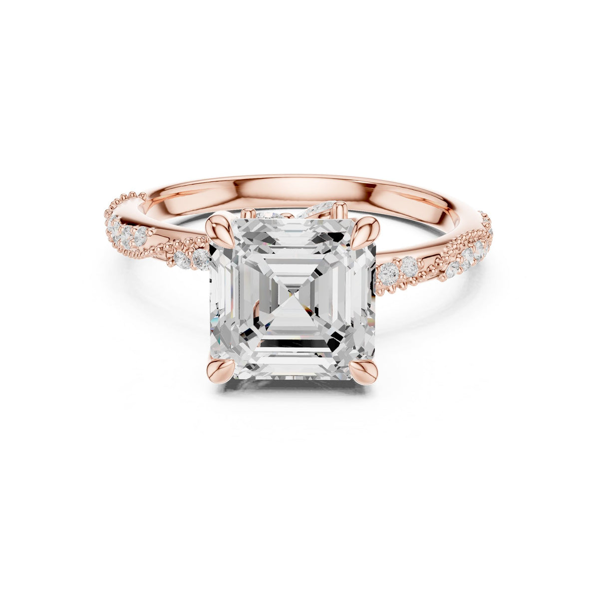 Asscher Accented Lab Grown Diamond Engagement Ring