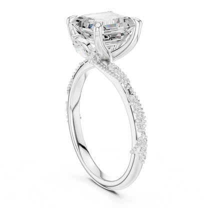 Asscher Accented Lab Grown Diamond Engagement Ring