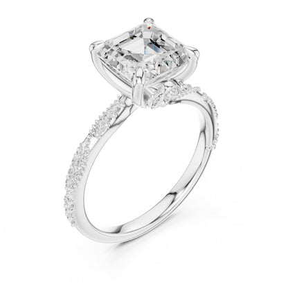 Asscher Accented Lab Grown Diamond Engagement Ring