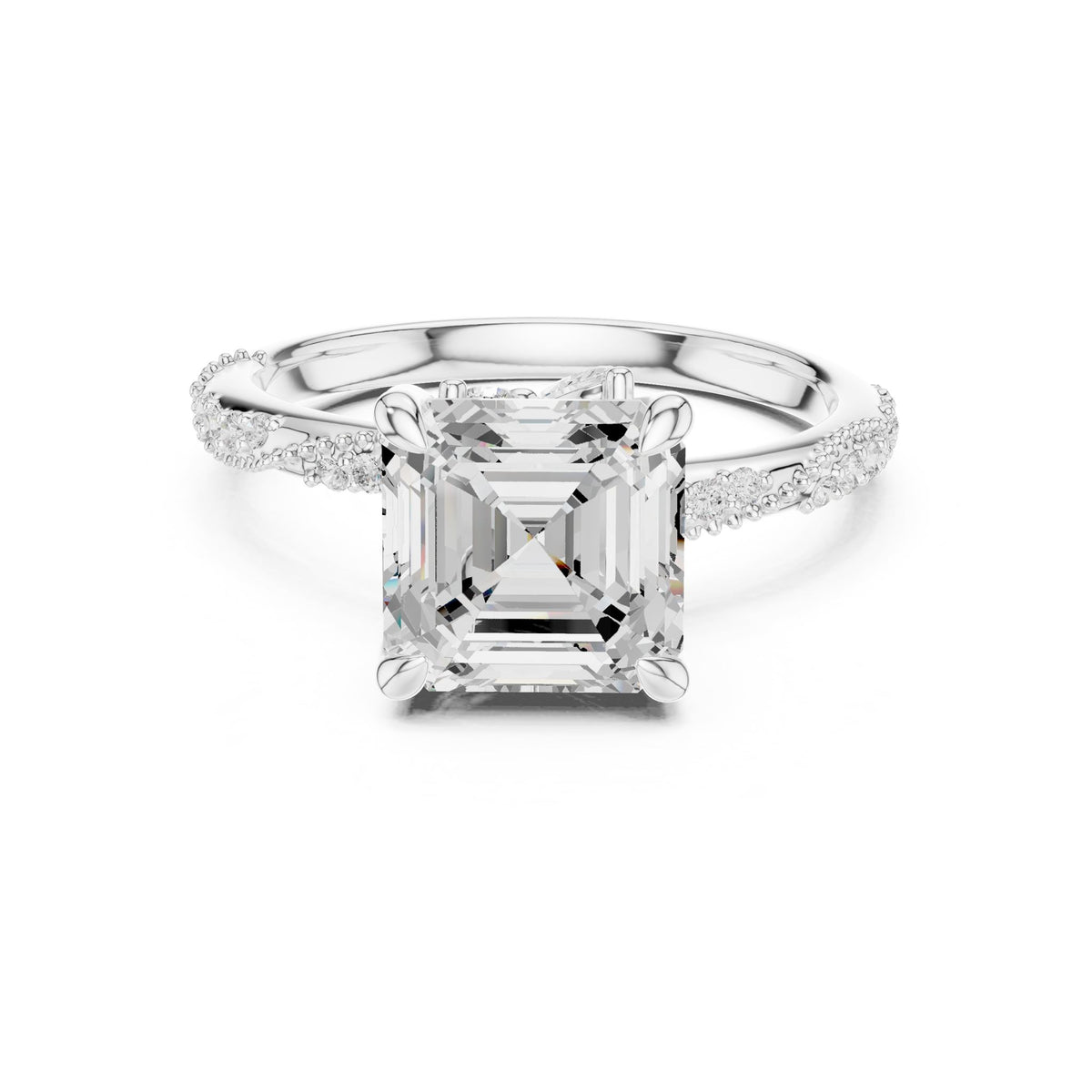 Asscher Accented Lab Grown Diamond Engagement Ring