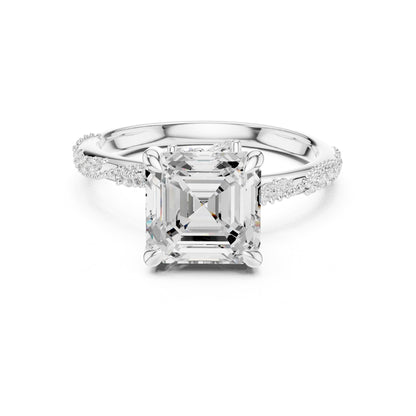 Asscher Accented Lab Grown Diamond Engagement Ring