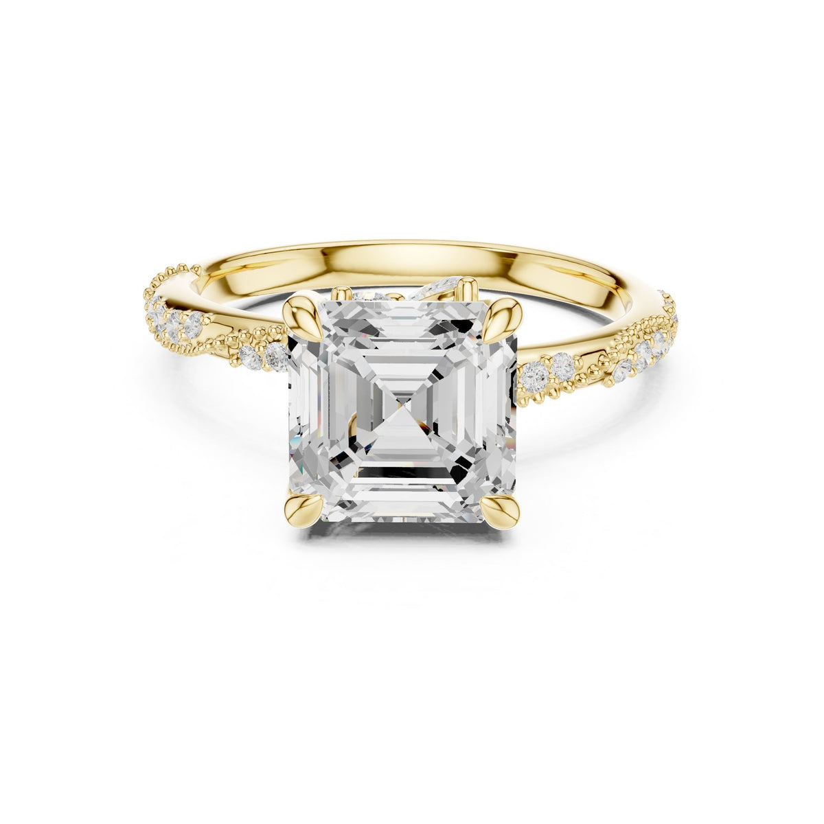 Asscher Accented Lab Grown Diamond Engagement Ring