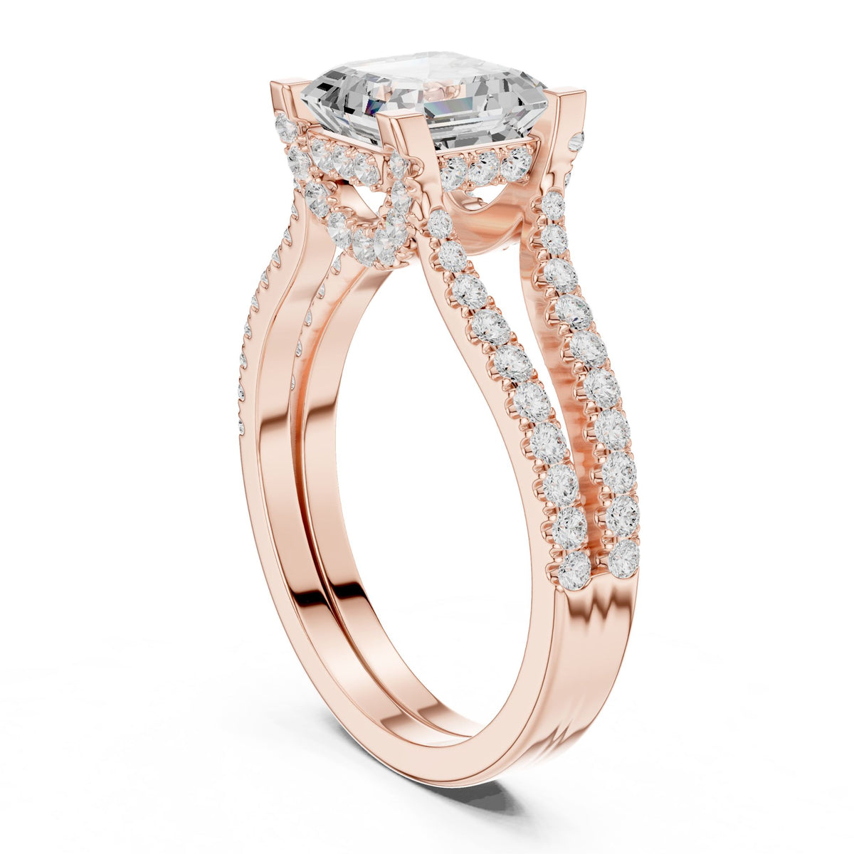 Asscher Accented Lab Grown Diamond Engagement Ring