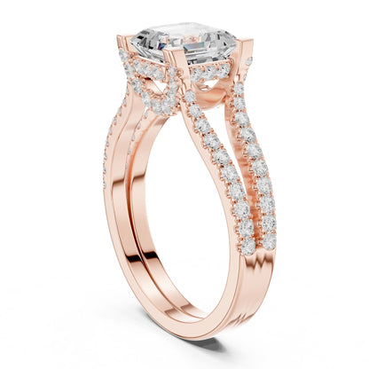 Asscher Accented Lab Grown Diamond Engagement Ring