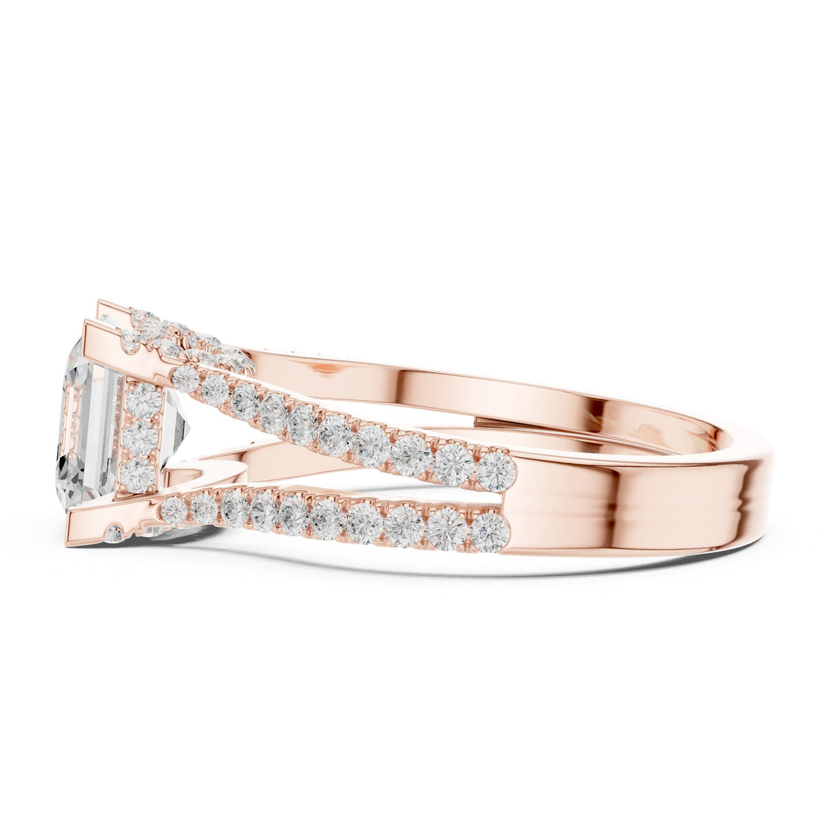 Asscher Accented Lab Grown Diamond Engagement Ring