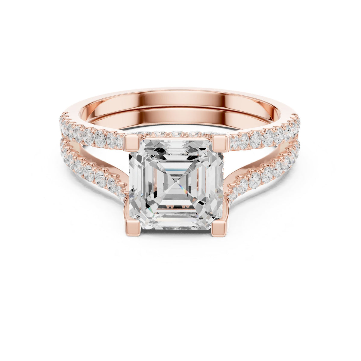 Asscher Accented Lab Grown Diamond Engagement Ring